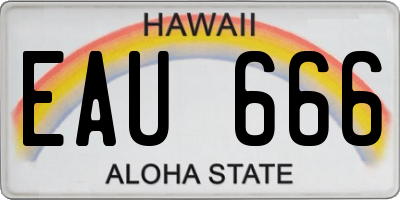 HI license plate EAU666