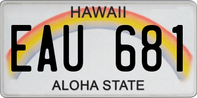 HI license plate EAU681