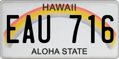 HI license plate EAU716