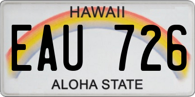 HI license plate EAU726