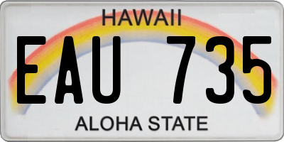 HI license plate EAU735
