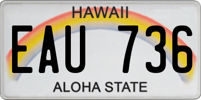 HI license plate EAU736