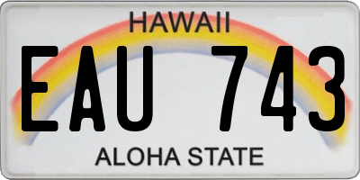 HI license plate EAU743