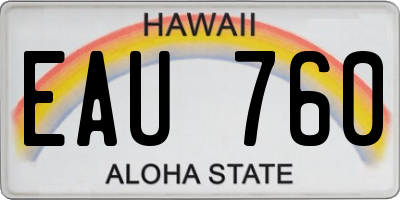 HI license plate EAU760