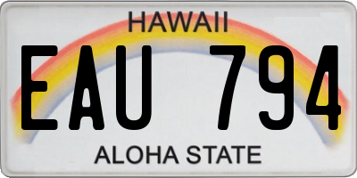 HI license plate EAU794