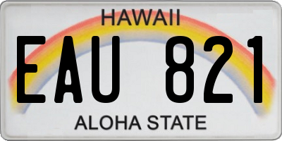 HI license plate EAU821