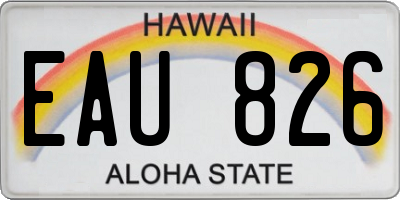 HI license plate EAU826