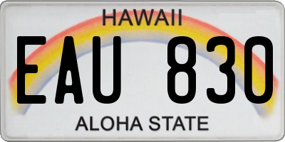 HI license plate EAU830