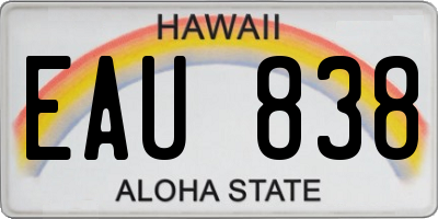 HI license plate EAU838