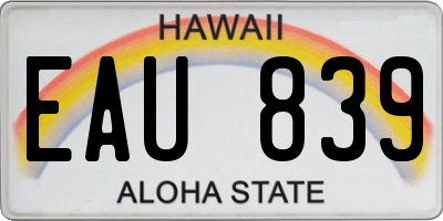 HI license plate EAU839