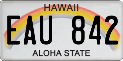 HI license plate EAU842