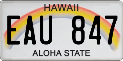 HI license plate EAU847