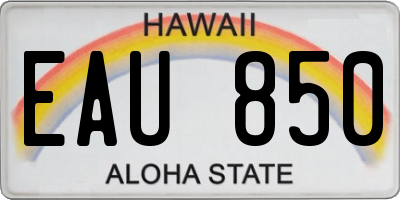 HI license plate EAU850