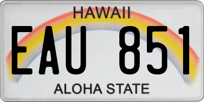 HI license plate EAU851
