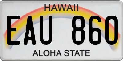 HI license plate EAU860