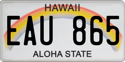 HI license plate EAU865