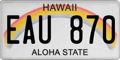 HI license plate EAU870