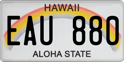 HI license plate EAU880