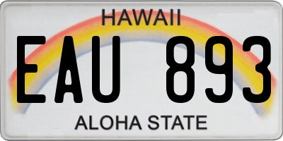 HI license plate EAU893