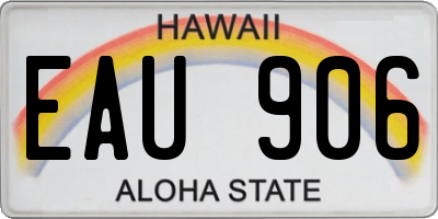 HI license plate EAU906