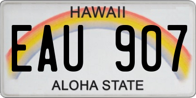 HI license plate EAU907