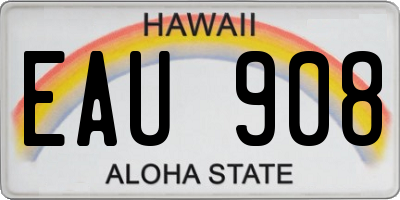 HI license plate EAU908