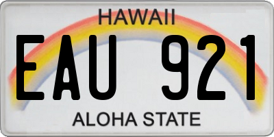 HI license plate EAU921