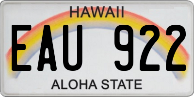 HI license plate EAU922