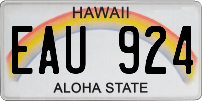 HI license plate EAU924