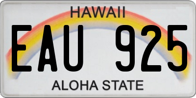 HI license plate EAU925