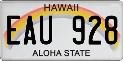 HI license plate EAU928