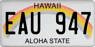 HI license plate EAU947
