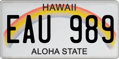 HI license plate EAU989