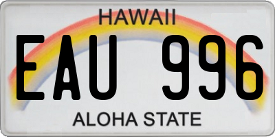 HI license plate EAU996