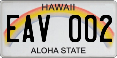 HI license plate EAV002