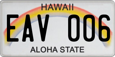 HI license plate EAV006