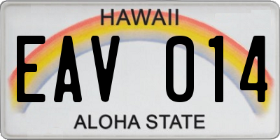 HI license plate EAV014