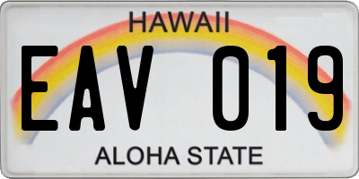 HI license plate EAV019
