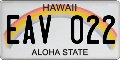HI license plate EAV022