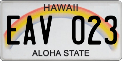 HI license plate EAV023