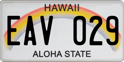 HI license plate EAV029