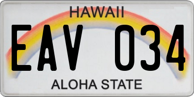 HI license plate EAV034