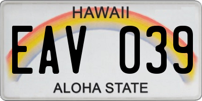 HI license plate EAV039