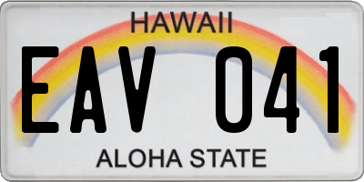 HI license plate EAV041
