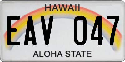 HI license plate EAV047