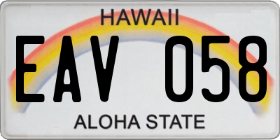 HI license plate EAV058
