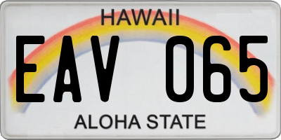 HI license plate EAV065