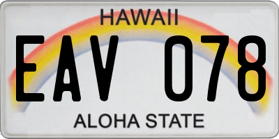 HI license plate EAV078