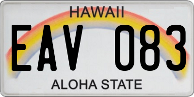 HI license plate EAV083