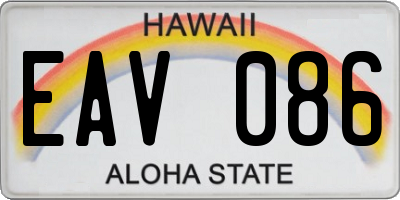 HI license plate EAV086
